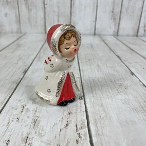 Vintage Norcrest Japan Christmas Kissing Girl Candy Cane Lantern Figurine